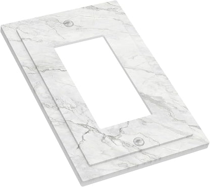 Decorative Outlet Covers Marble Granite White And Grey 1 Gang Single Rocker Light Switch Cover Plate Wall Plates GFCI Faceplate for Home Bedroom Decor