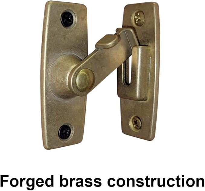 QCAA 2.5" Heavy Forged Solid Brass Door Latch, 90 Degree Right Angle Door Latch Buckle for Doors & Windows, Aged Classic Bronze, 2Pack, Made in Taiwan
