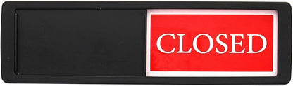 Open Closed Sign for Business Door, Open Signs privacy Slide Door Sign Indicator for Business Storefront, Restroom, Office Door, Wall, Window, Restaurants, Retail Salon Shops (Black)