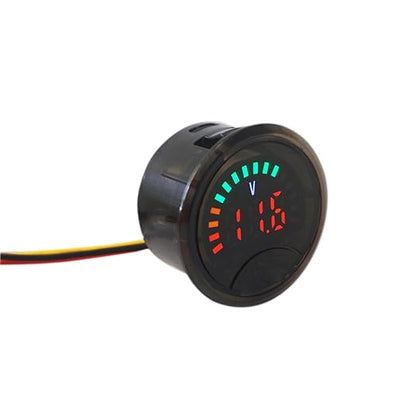 Battery Meter with LED Display, DC 7-100V Voltage Capacity Tester, 12V Digital Round Battery Monitor for Car, Golf Cart, RV, Truck, Boat, Motorcycle, Small Size