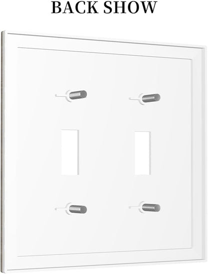 Decorative Switch Plate Covers Rustic Walnut Wood Grain 2 Gang Double Toggle Light Switch Cover Plate Electrical Wall Plate Outlet Cover for Farmhouse Cabin Decor