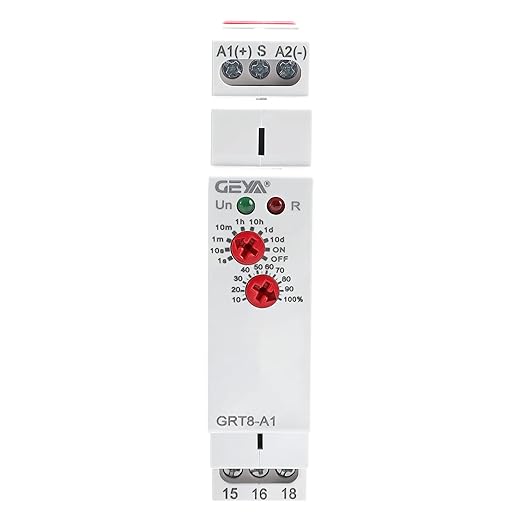 GEYA Delay On Single Function Time Relay 1 Output 16A Electronic Adjustable Power ON Timer Delay Relay Rail Modular(GRT8-A1,AC/DC12V-240V)