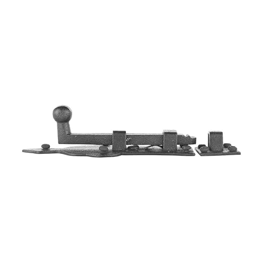 Renovators Supply Manufacturing Slide Bolt Latch 3 3/4 in. Black Wrought Iron Ball Tip Style Slide Bolt with Mounting Hardware