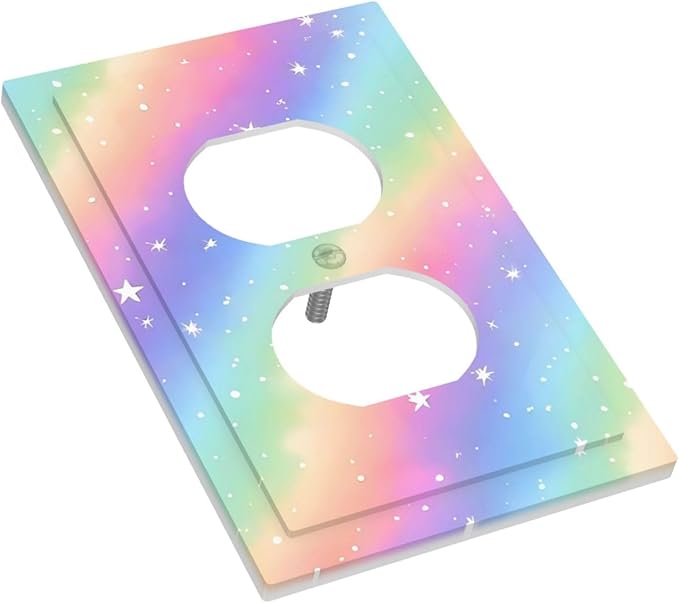 Decorative Outlet Covers Pink Blue Purple Iridescent Rainbow 1 Gang Duplex Light Switch Cover Plate Unique Wall Plates for Electrical Outlets Switch Plate Covers for Bedroom Home Decor