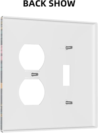 Decorative Outlet Covers Cartoon Comics Colorful Mushrooms 2 Gang Wall Plate Cover Single Toggle Duplex Combo Two Switch Light Switch Cover Plate Jumbo Dual GFCI Faceplate