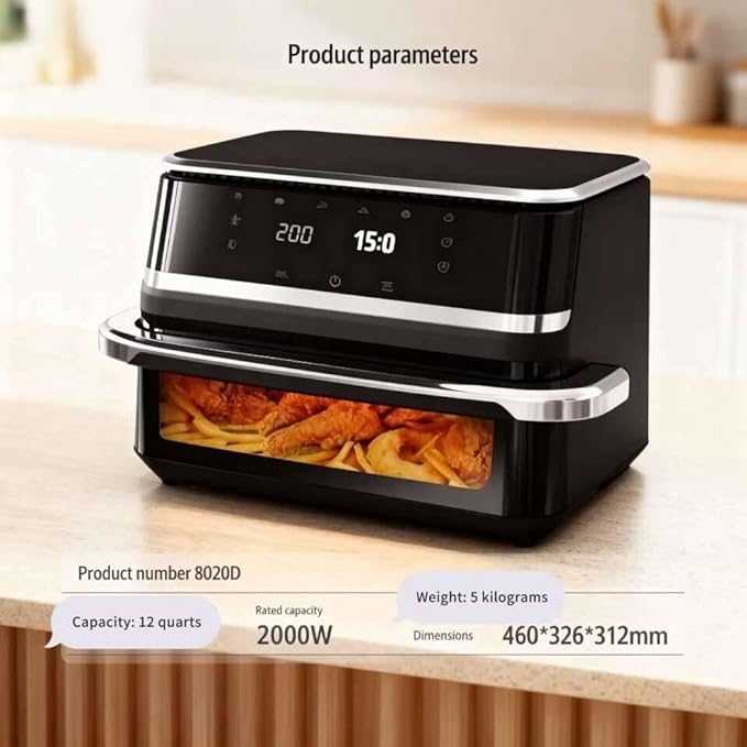 6-in-1 Stainless Steel Smart Air Fryer 11-Quart Extra-Large Capacity 360° Hot Air Circulation Rack Rapid Airflow Ideal for home frying, baking, roasting, and other diverse cooking needs.
