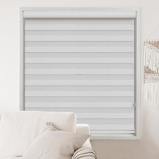 ShadesU Cordless Zebra Blinds for Windows Shade Light Filtering Roller Blinds & Shades (Maxium Height 72inch) (White Color) (Width 24 inch)
