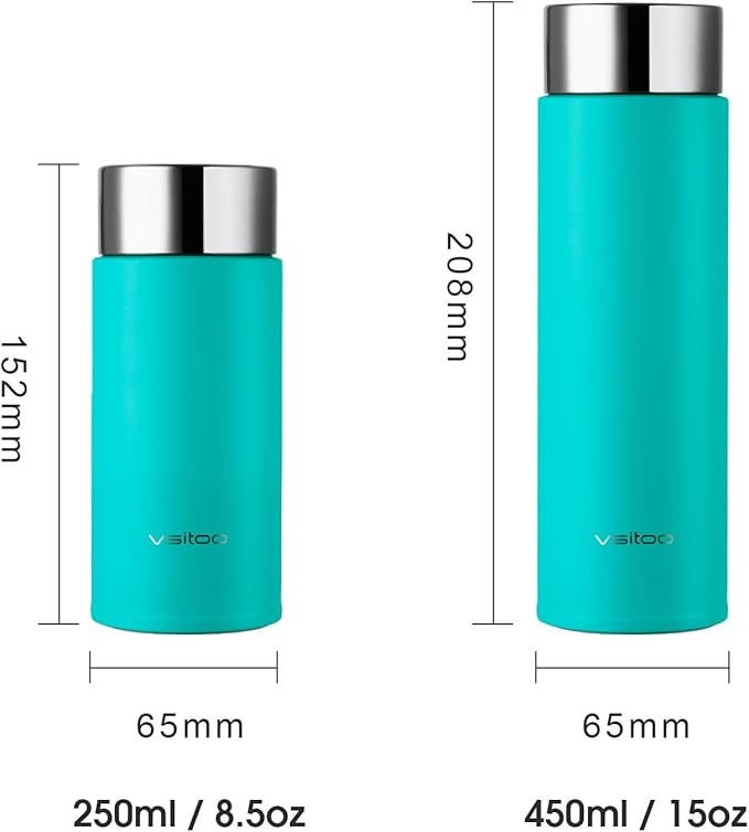 Vsitoo Smart self cleaning Insulated Water Bottle, 8.5oz Stainless Steel Vacuum Flask, AI Self-Clean, 30-Day Battery Life, BPA-Free, Magnetic Charging, Portable Travel Mug Gifts for Men Women, Blue