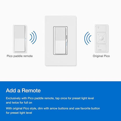 Lutron Diva Smart Dimmer Switch for Caséta Smart Lighting | No Neutral Wire Required | DVRF-6L-BL | Black