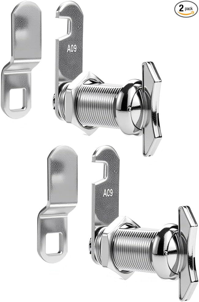 1-1/8" Thumb Operated Offset Cam Lock, RV Compartment Latch, Non-Locking Thumb Turn, for RV Compartment Camper Storage Door (2 Pack)