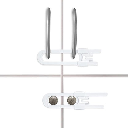 Vmaisi Baby Sliding Cabinet Locks - 4 Pack Adjustable U Shaped Child Safety Locks,Childproof Latches for Kitchen Bathroom Storage Cupboards Doors, Handles and Knobs White (4)