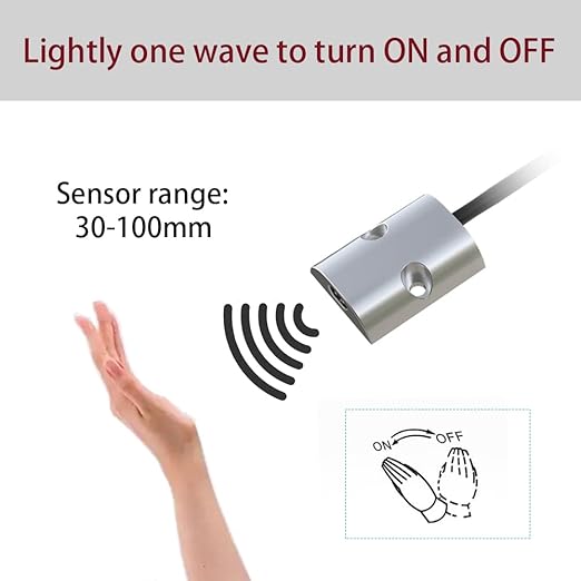 VST Motion Sensor Light Switch, IR Handwave Activated Light Switch for Closet Light LED Lights and Under Cabinet Lighting with 12V JST Male and Female Connector (DC 12/24V 3A)