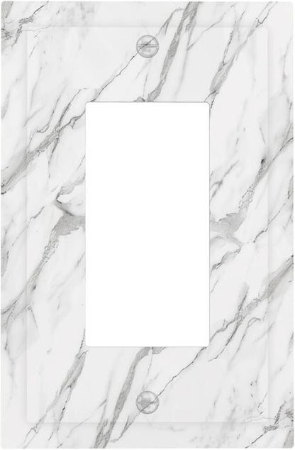 Decorative Outlet Covers Modern Grey Marble Texture 1 Gang Rocker Light Switch Cover Plate Single Wall Plates for Electrical Outlets Switch Plate Covers Faceplate for Kitchen Home Decor