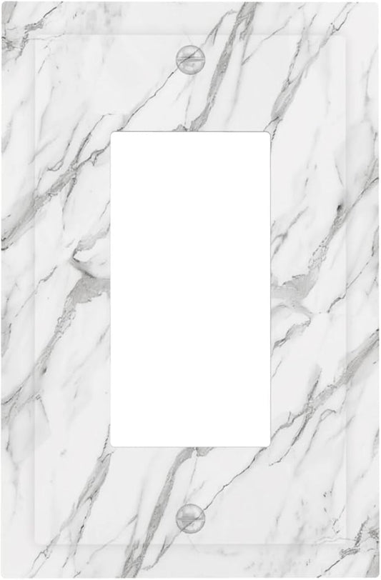 Decorative Outlet Covers Modern Grey Marble Texture 1 Gang Rocker Light Switch Cover Plate Single Wall Plates for Electrical Outlets Switch Plate Covers Faceplate for Kitchen Home Decor