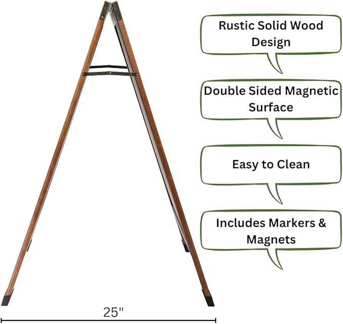 TenXVI Designs 40"x22" A-Frame Sign, Torched Wood Sandwich Board, Double-Sided Magnetic Chalkboard for Cafe, Bar, Restaurant Owners, Wedding Planners, Outdoor Sandwich Board Signs