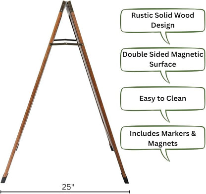 TenXVI Designs 40"x22" A-Frame Sign, Torched Wood Sandwich Board, Double-Sided Magnetic Chalkboard for Cafe, Bar, Restaurant Owners, Wedding Planners, Outdoor Sandwich Board Signs