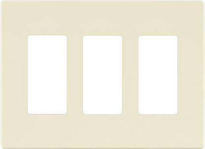 LIDER Matte Finish Decorator Switch Cover, Screwless Wall Plate, Mid-Size 3-Gang 4.88" x 6.77", Unbreakable Polycarbonate Thermoplastic, UL Listed, LSWP-33M-LA, Light Almond