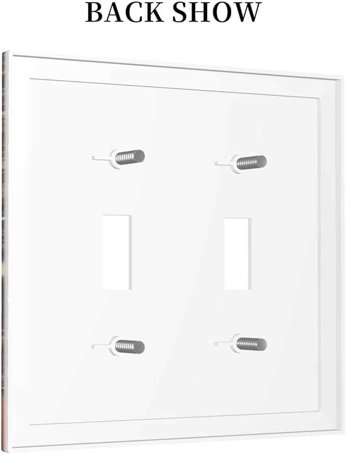 Decorative Light Switch Cover Plate Vintage Coffee Beans Leaf Cup 2 Gang Wall Plate Oversized Double Toggle Two Switch Wall Cover Plate Dual Device Faceplate