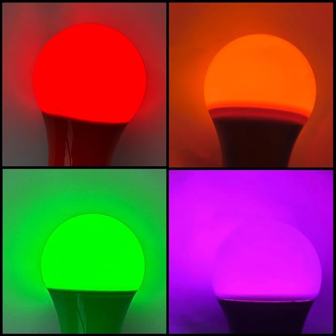 haraqi 6 Pack 9W (60W Equivalent) 120V E26 Base A19 LED Colored Light Bulb, Purple LED Lights for Party Christmas Decor and Halloween Lighting