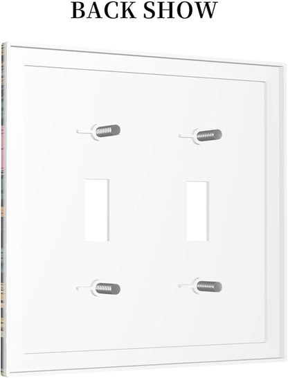Decorative Light Switch Cover Multicolored Mushrooms Colorful Plant Double Toggle Switchplate 2 Gang Personalized Wall Plate Switchcovers Decora Light Switch Plate for Home Decor