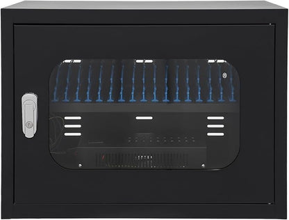 20-Port Mobile Phone Charging Station Cart - Heavy Duty Charging Cabinet for Schools & Offices, 200W Rechargeable Cellphone Locker Storage Lock Tempered Glass Door & Wheel (20-Port Black)