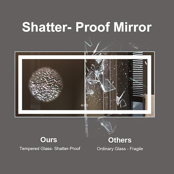 Amorho LED Bathroom Mirror, 72" X36" with Front Light and Backlit, Large Wall Mirrors with Anti-Fog, Dimmable, Shatter-Proof, Memory, 3 Colors, Mountable LED Vanity Mirror