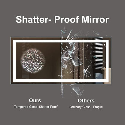 Amorho LED Bathroom Mirror, 72" X36" with Front Light and Backlit, Large Wall Mirrors with Anti-Fog, Dimmable, Shatter-Proof, Memory, 3 Colors, Mountable LED Vanity Mirror
