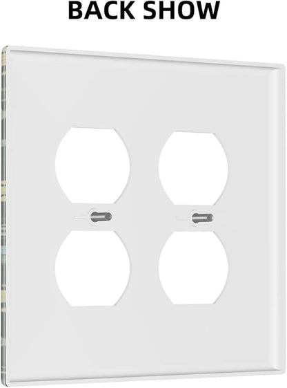 Decorative Outlet Covers Vintage Green Leaf Plant Rustic Pink Flower 2 Gang Wall Plate Cover Double Duplex Receptacle Two Switch Light Switch Cover Plate Jumbo Dual Faceplate