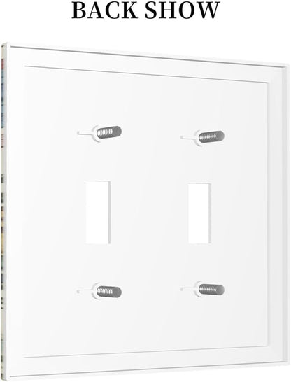 Decorative Switch Plates Boho Red Floral Morris Plant Leaves 2 Gang Double Toggle Outlet Light Switch Cover Wall Plate Electrical Faceplate For Farmhouse Cabin Decor