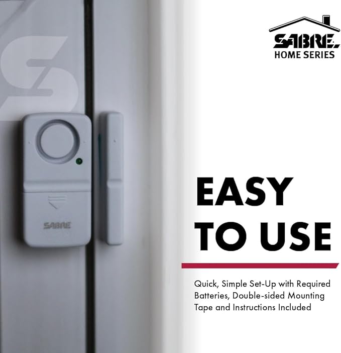 SABRE Wireless Home Security Door Window Burglar Alarm with LOUD 120 dB Siren, DIY EASY to Install