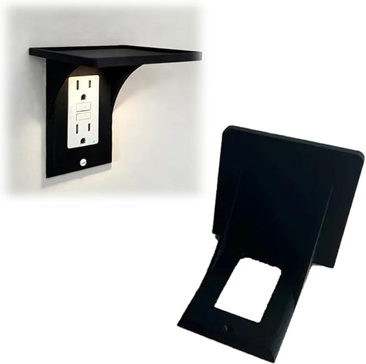 for Decora Outlets Wall Shelf – Space-Saving Storage for Plugs and Small Devices (Black)