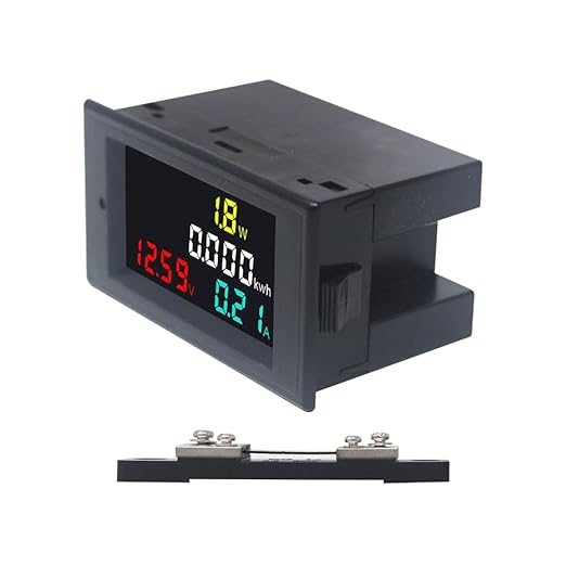 KETOTEK DC 7-20V 50A Power Meter Battery Monitor Digital Multimeter Panel Kwh Volt Amp Watt Meter Power Energy Monitor DC Current Voltage Meter with 50A Shunt