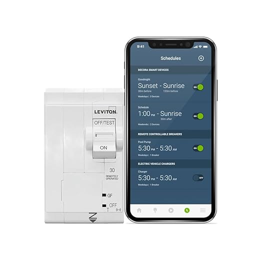 Leviton 2nd Gen Smart Circuit Breaker with Remote Control, GFPE, 2-Pole 30 Amp, 120/240-Volt and 120/208-Volt, 10kA Interrupt Rating, LB230-EST