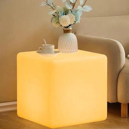 20-in LED Cube Chair, Dimmable RGB Color Changing Light Cubes w/Remote, Versatile Large LED Cube Seat, Rechargeable Light Table Waterproof Outdoor Floor Lamp, Ideal Home Garden Patio Pool Party Decor