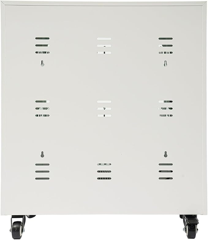 40-Slot Cell Phone Charging Station Cabinet with USB, 400W High-Power Portable Mobile Charging Locker with Wheels & Lockable Tempered Glass Door (White)
