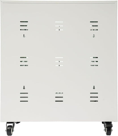 40-Slot Cell Phone Charging Station Cabinet with USB, 400W High-Power Portable Mobile Charging Locker with Wheels & Lockable Tempered Glass Door (White)