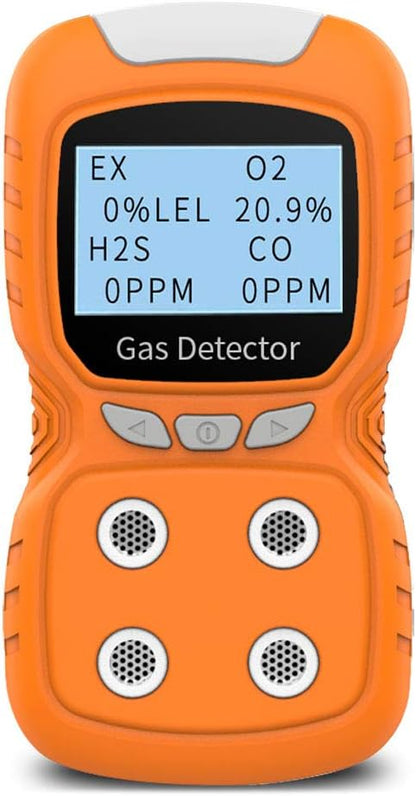 Portable Gas Detector, Gas Clip 4 Gas Monitor Meter Tester Analyzer, Rechargeable LCD Display Sound Light Shock Air Quality Tester, 2 Year Detector…