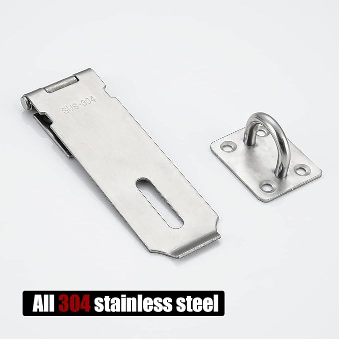 JQK Door Hasp Latch Lock, 5 Inch Stainless Steel Safety Packlock Clasp, Brushed Finish 4 Pack, DL130-BN-P4