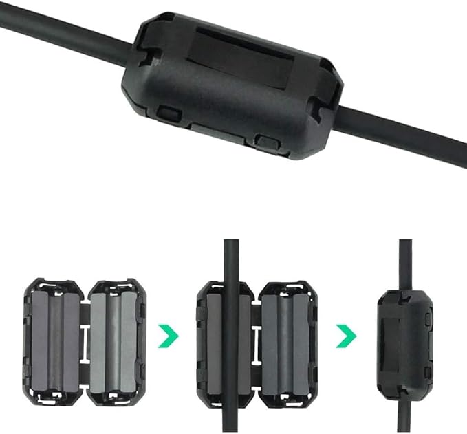 60 Pieces Clip-on Ferrite Ring Core RFI EMI Noise Suppressor Cable Clip for 3mm/ 5mm/ 7mm/ 9mm/ 13mm Diameter/Video Cable Power Cord (Black)