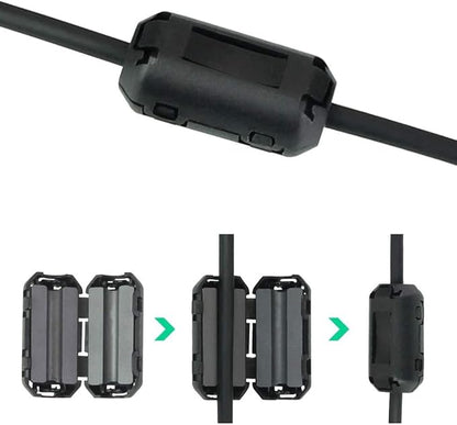 60 Pieces Clip-on Ferrite Ring Core RFI EMI Noise Suppressor Cable Clip for 3mm/ 5mm/ 7mm/ 9mm/ 13mm Diameter/Video Cable Power Cord (Black)
