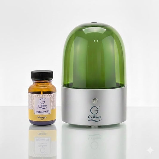 G’s Breeze Smart Diffuser with Refill – Bluetooth & Wi-Fi App Control, Gradient LED Lighting, Adjustable Scent Intensity, Low Noise, 24 Hour Schedule, Aromatherapy Diffuser for Home & Office - Mango