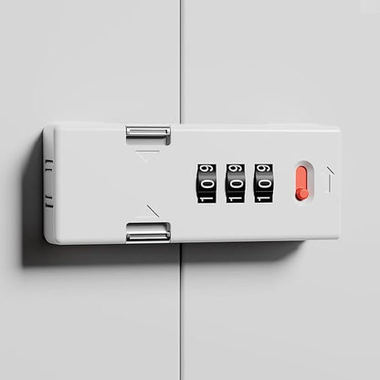 Cabinet Lock，Barn Door Latches,3-Digit Combination Security Locks,Combination Security Lock,for Office File Cabinet,Drawers,Locker,Small Door,Cupboard (1, White_180 Degree)