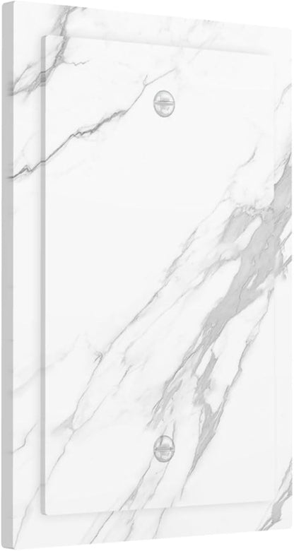 Light Switch Cover Plate Modern White Gray Marble 1 Gang No Device Blank Electrical Wall Plates Faceplate Decorative Switch Plate for living Room Bathroom Decor