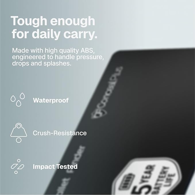 Conceal Plus Wallet Finder Slim Tracker, 5-Year Battery Life - Never Needs Charging, Track Wallet, Backpack, Luggage and More, Works with Apple Find My iOS Only (Android Not Supported)