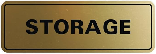 Standard STORAGE Door/Wall Sign - Brushed Gold - Large (1 Pack)