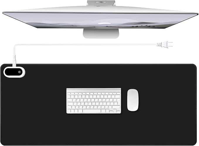 Konohan Heated Large Desk Mat PU Leather Warm Mouse Pad with 5 Heating Level & 4 Hour Auto Shut-Off Heating Keyboard Pad Warmer Gaming Mice Mat Only Supports 110v(Black Color,35.4"x 14.2")