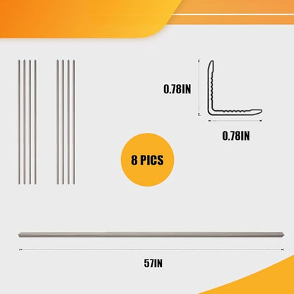 OUZUGIE 8-Pack 57 Inches, WPC Slat Wall Panel Trim,Corner Guard for High Grille (Grey)