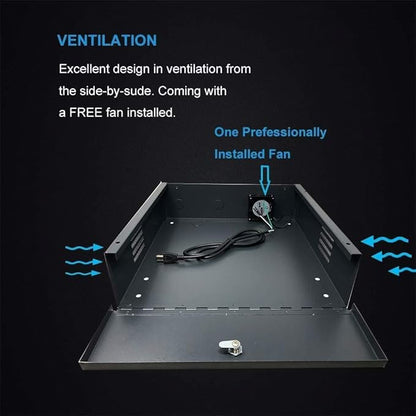 Kenuco White Heavy Duty 16 Gauge Steel DVR Security Lockbox with Fan (BK 18'' X 17.9'' X 4.96'')