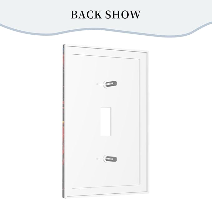 Decorative Light Switch Cover Plate Colorful Doodle Cute Funny Black Red White Cat 1 Gang Wall Plate Oversized Single Toggle Wall Cover Plate Jumbo Switchplate Faceplate