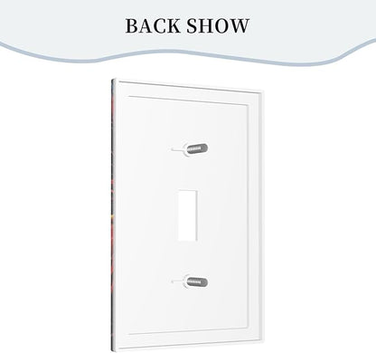Decorative Light Switch Cover Plate Colorful Doodle Cute Funny Black Red White Cat 1 Gang Wall Plate Oversized Single Toggle Wall Cover Plate Jumbo Switchplate Faceplate